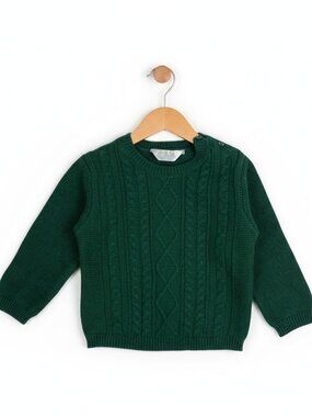 Mayoral Forest Green Cable Classic Knit Sweater size 18 Months